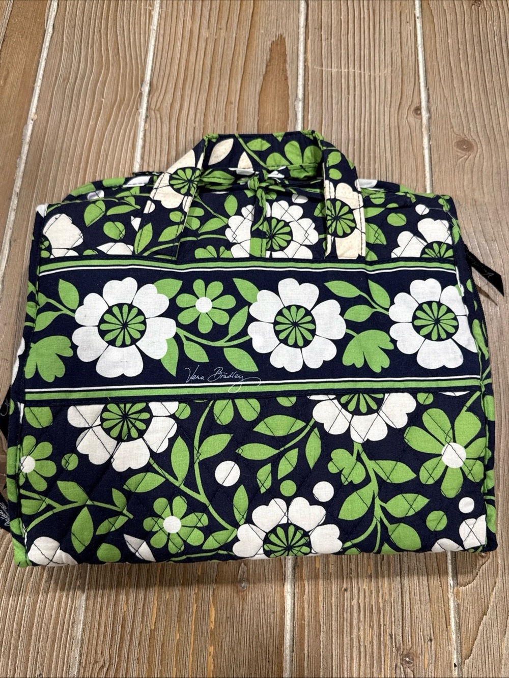 Vera Bradley Hanging Organizer Toiletry Travel Bag Lucky You Floral Navy Green